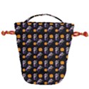 Halloween Skeleton Pumpkin Pattern Black Drawstring Bucket Bag View1