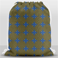 Mod Yellow Blue Circles Pattern Drawstring Bag (large) by BrightVibesDesign