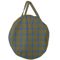 Mod Yellow Blue Circles Pattern Giant Round Zipper Tote by BrightVibesDesign