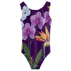 White Blossom Flower Kids  Cut-out Back One Piece Swimsuit by Simbadda