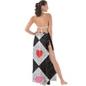 Diamonds Hearts Mosaic Pattern Maxi Chiffon Tie-Up Sarong View2