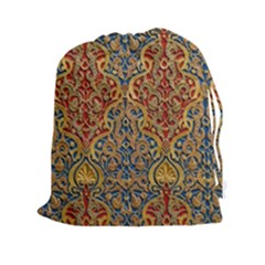 Wall Texture Pattern Carved Wood Drawstring Pouch (xxl) by Simbadda