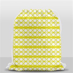 Circles Lines Yellow Modern Pattern Drawstring Bag (small) by BrightVibesDesign