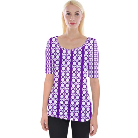 Circles Lines Purple White Modern Design Wide Neckline Tee by BrightVibesDesign