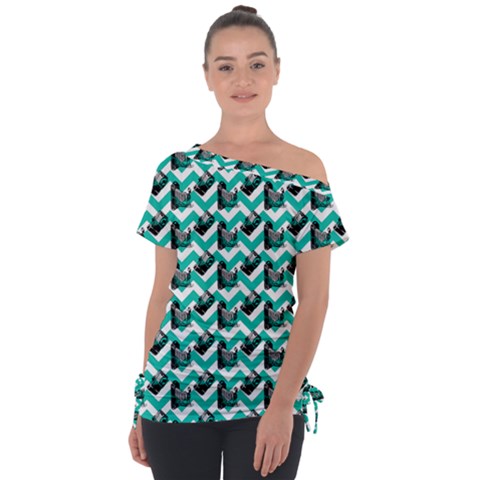 Vintage Camera Chevron Aqua Tie-up Tee by snowwhitegirl