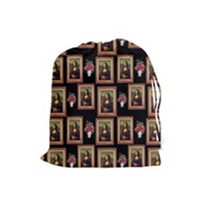 Mona Lisa Frame Pattern Drawstring Pouch (large) by snowwhitegirl