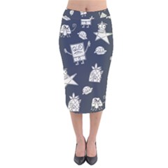 Doodle Bob Pattern Velvet Midi Pencil Skirt by Valentinaart