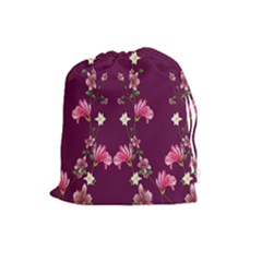 New Motif Design Textile New Design Drawstring Pouch (large) by Simbadda