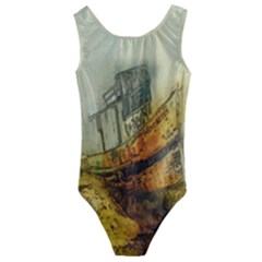 Boat Old Fisherman Mar Ocean Kids  Cut-out Back One Piece Swimsuit by Simbadda