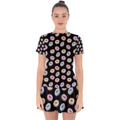 Donuts Pattern Drop Hem Mini Chiffon Dress by Valentinaart