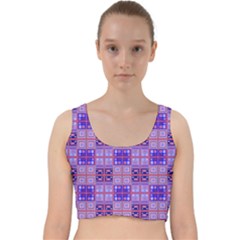 Mod Purple Pink Orange Squares Pattern Velvet Racer Back Crop Top by BrightVibesDesign