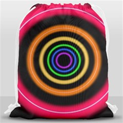 Neon Light Abstract Pattern Lines Drawstring Bag (large) by Simbadda