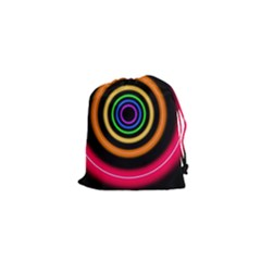 Neon Light Abstract Pattern Lines Drawstring Pouch (xs) by Simbadda