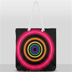 Neon Light Abstract Pattern Lines Full Print Rope Handle Tote (large) by Simbadda