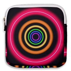 Neon Light Abstract Pattern Lines Mini Square Pouch by Simbadda