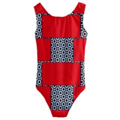 Black And White Red Patterns Kids  Cut-out Back One Piece Swimsuit by Simbadda