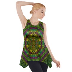 Butterfly Flower Jungle And Full Of Leaves Everywhere Side Drop Tank Tunic by pepitasart