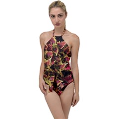 Plant Leaves Foliage Pattern Go With The Flow One Piece Swimsuit by Celenk