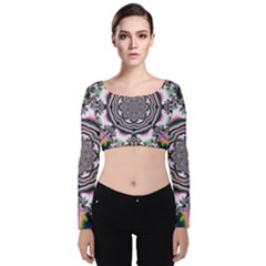 Pattern Abstract Background Art Velvet Long Sleeve Crop Top by Celenk