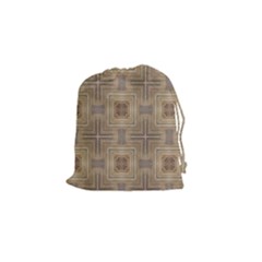 Abstract Wood Design Floor Texture Drawstring Pouch (small) by Celenk