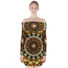 Pattern Abstract Background Art Long Sleeve Off Shoulder Dress by Celenk