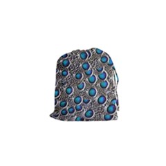 Peacock Pattern Close Up Plumage Drawstring Pouch (xs) by Celenk