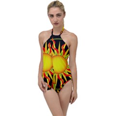 Mandala Sun Graphic Design Go With The Flow One Piece Swimsuit by Simbadda