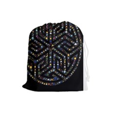 Symbol Wheel Mandala Design Drawstring Pouch (large) by Simbadda