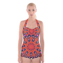 Abstract Art Abstract Background Boyleg Halter Swimsuit  by Simbadda