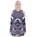 Fractal Art Artwork Design Velvet Long Sleeve Shoulder Cutout Dress View1