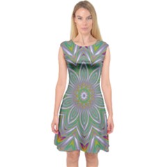 Abstract Art Colorful Texture Capsleeve Midi Dress by Simbadda