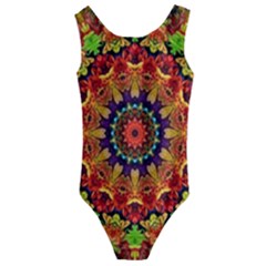 Fractal Mandala Flowers Kids  Cut-out Back One Piece Swimsuit by Simbadda