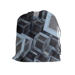 3d Cube Fantasy Square Shape Drawstring Pouch (xl) by Simbadda