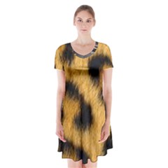 Animal Print 3 Short Sleeve V-neck Flare Dress by NSGLOBALDESIGNS2
