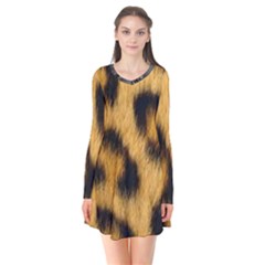 Animal Print 3 Long Sleeve V-neck Flare Dress by NSGLOBALDESIGNS2