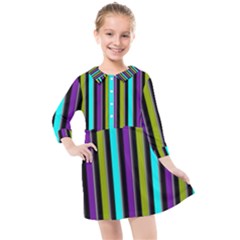Retro Stripe 1 Vertical Retro Stripe 1 Kids  Quarter Sleeve Shirt Dress by dressshop