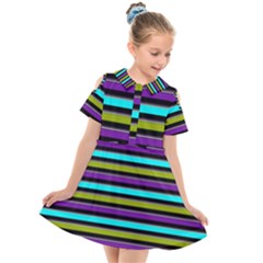 Retro Stripe 1 Version 2 Kids  Short Sleeve Shirt Dress by dressshop