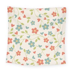 Flowers Pattern Square Tapestry (large) by Hansue