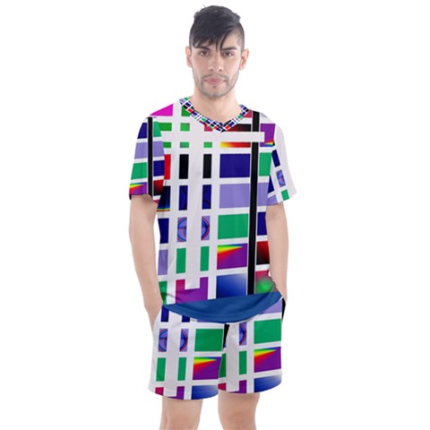 Color Graffiti Pattern Geometric Men s Mesh Tee And Shorts Set by Nexatart