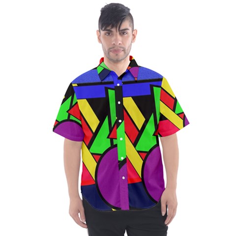 Background Color Art Pattern Form Men s Short Sleeve Shirt by Nexatart