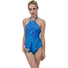 Blue Abstract Pattern Art Shape Go With The Flow One Piece Swimsuit by Nexatart