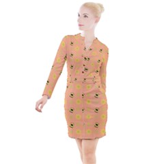 Bee A Bug Nature Button Long Sleeve Dress by Nexatart