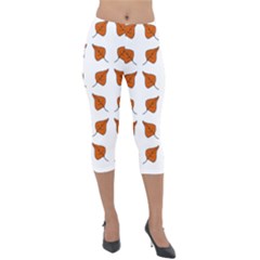 Pattern Fallen Leaves Autumn Lightweight Velour Capri Leggings  by Nexatart