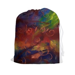Abstract Fall Swirls Drawstring Pouch (xxl) by bloomingvinedesign