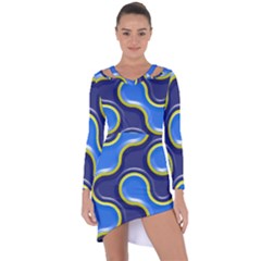 Pattern Curve Design Seamless Asymmetric Cut-out Shift Dress by Sapixe