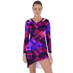 Pattern Seamless Pattern Tile Asymmetric Cut-out Shift Dress by Sapixe