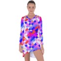 Squares Pattern Geometric Seamless Asymmetric Cut-Out Shift Dress View1