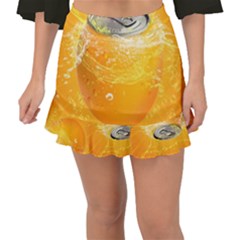 Orange Drink Splash Poster Fishtail Mini Chiffon Skirt by Sapixe
