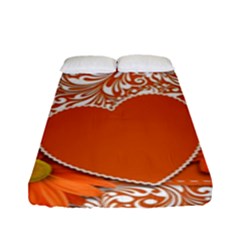 Flower Floral Heart Background Fitted Sheet (full/ Double Size) by Sapixe