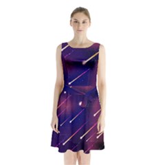 Meteor Shower 1 Sleeveless Waist Tie Chiffon Dress by JadehawksAnD